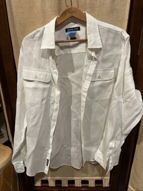 Michael Kors White Linen Utility Shirt